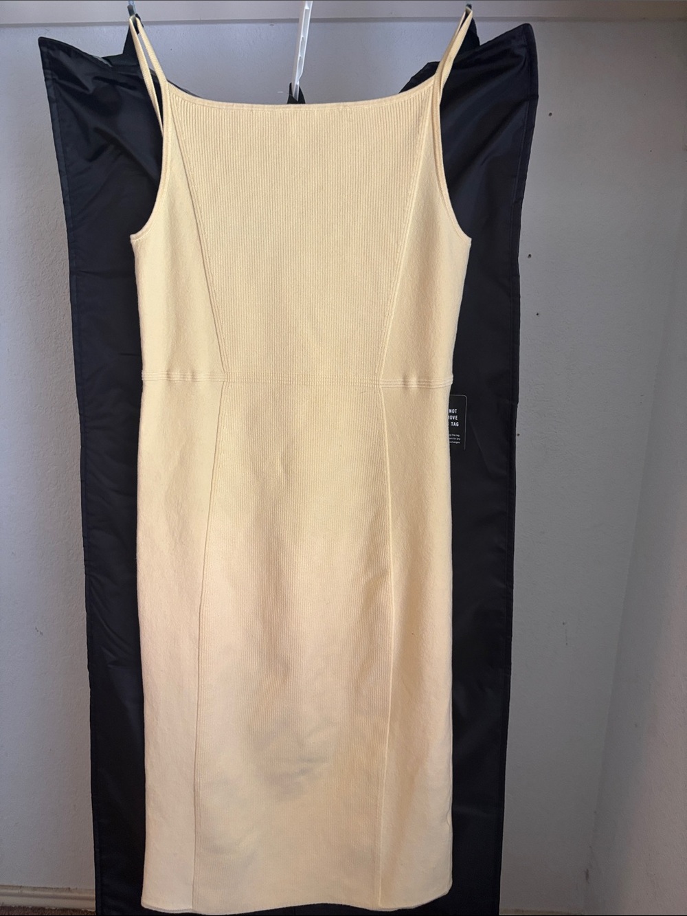 Express Pale Yellow Midi Dress with Thin Straps